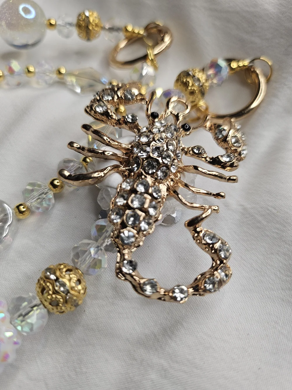 Gold & Iridescent Scorpion Charm Beaded Bracelet - Women Jewelry